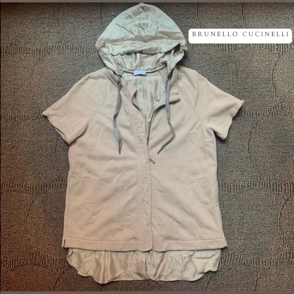 BRUNELLO CUCINELLI - Silk lined hooded zip up, M